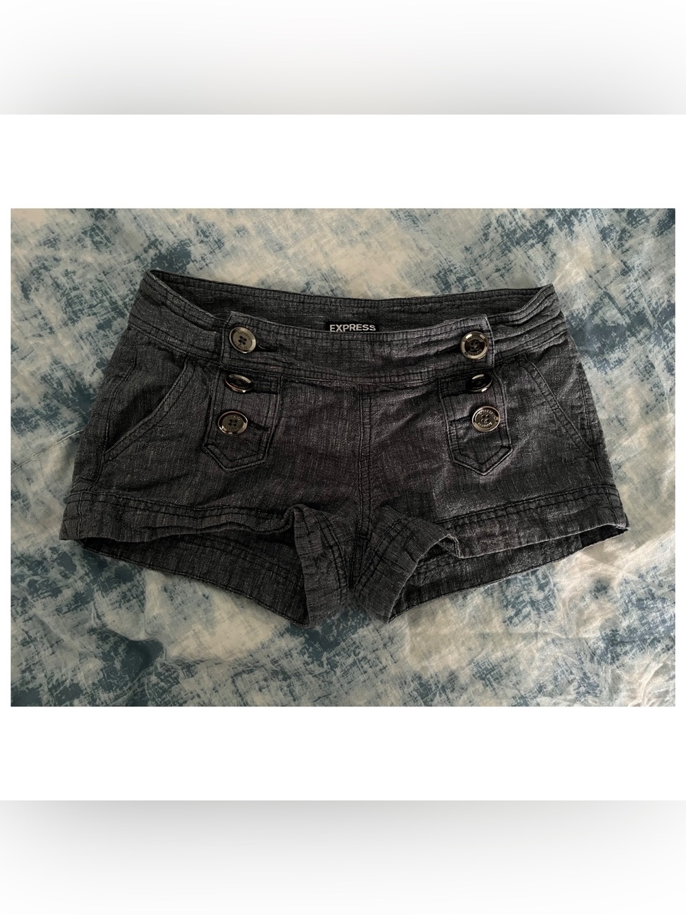 Express Black Denim Button-Front Short Shorts Size 00
